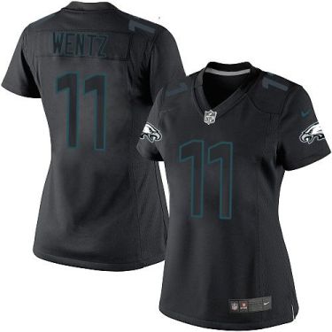 Women's Nike Philadelphia Eagles #11 Carson Wentz Black Impact Stitched NFL Limited Jersey