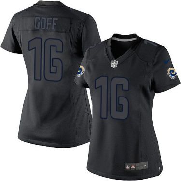 Women's Nike Los Angeles Rams #16 Jared Goff Black Impact Stitched NFL Limited Jersey