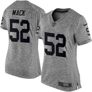 Women's Nike Oakland Raiders #52 Khalil Mack Gray Stitched NFL Limited Gridiron Gray Fashion Jersey