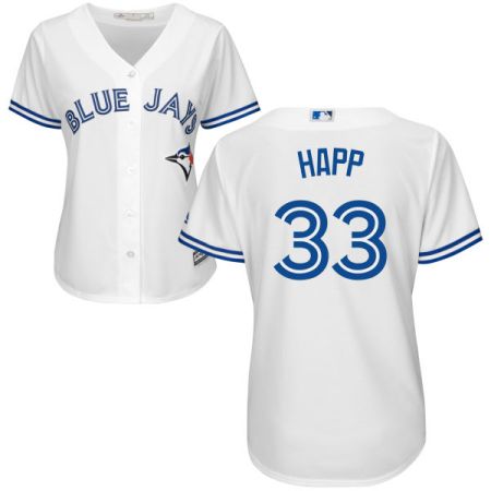 Women's Toronto Blue Jays #33 J.A. Happ Majestic White Cool Base Jersey