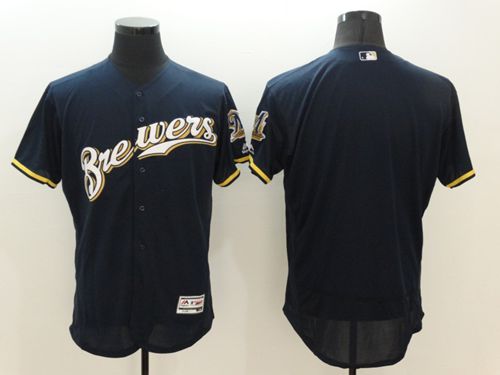 Brewers Blank Navy Blue Flexbase Authentic Collection Stitched Baseball Jersey