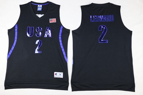 Mens Kawhi Leonard NBA JERSEYS #2 Olympic USA Nike Black Basketball Jersey