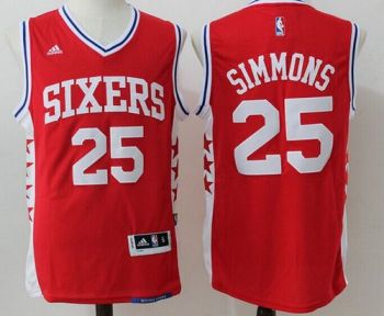 #25 Mens Philadelphia 76ers Ben Simmons Adidas Red NBA Replica Alternate Stitched Jersey