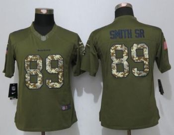 Womens #89 Steve Smith Sr Nike Green Salute To Service Baltimore Ravens NFL Stitched Limited New Jersey