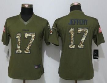 Womens #17 Alshon Jeffery Nike Green Salute To Service Chicago Bears NFL Stitched Limited New Jersey