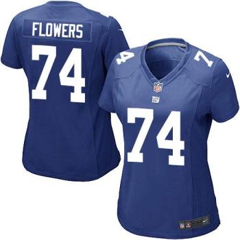 New York Giants #74 Ereck Flowers Nike Royal Team Color Womens Stitched NFL Game Jersey