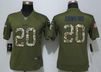 Womens NFL Philadelphia Eagles #20 Brian Dawkins Nike Green Salute To Service Stitched Limited Jersey