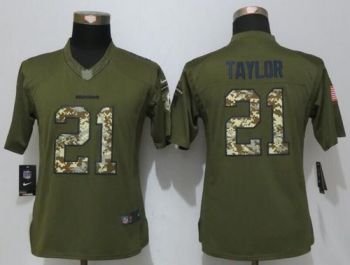 Womens #21 Sean Taylor Nike Green Salute To Service Washington Redskins NFL Stitched Limited New Jersey