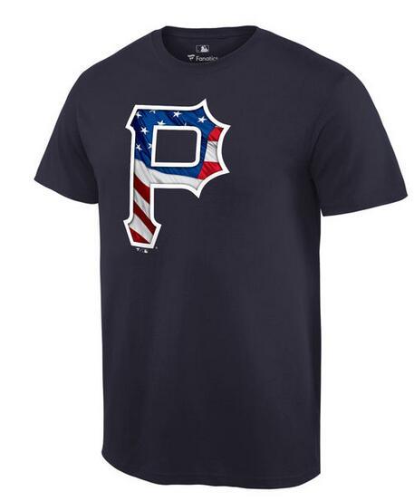 Mens Pittsburgh Pirates Navy MLB Baseball Banner Wave T-Shirt