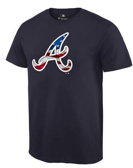 Mens Atlanta Braves Navy MLB Baseball Banner Wave T-Shirt