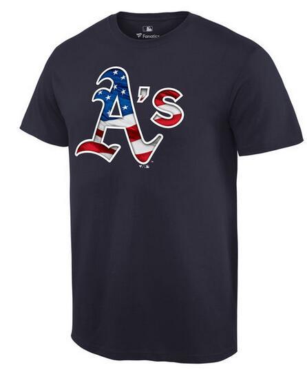 Mens Oakland Athletics Navy MLB Baseball Banner Wave T-Shirt