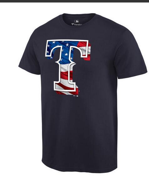 Mens Texas Rangers Navy MLB Baseball Banner Wave T-Shirt