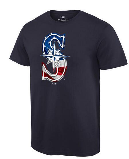 Mens Seattle Mariners Navy MLB Baseball Banner Wave T-Shirt
