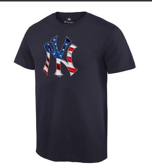 Mens New York Yankees Navy MLB Baseball Banner Wave T-Shirt
