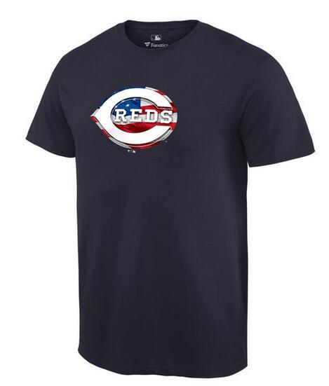Mens Cincinnati Reds Navy MLB Baseball Banner Wave T-Shirt