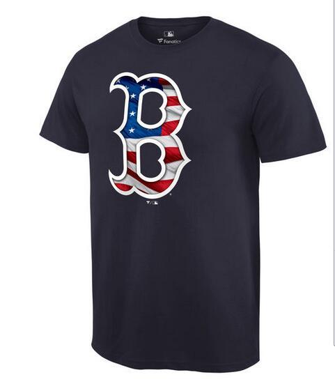 Mens Boston Red Sox Navy MLB Baseball Banner Wave T-Shirt