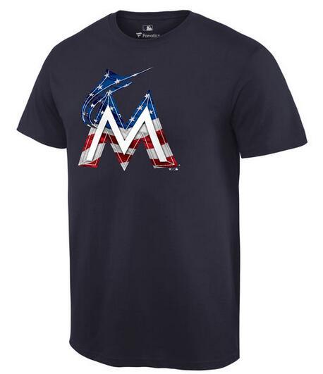 Mens Miami Marlins Navy Big & Tall MLB Baseball Banner Wave T-Shirt