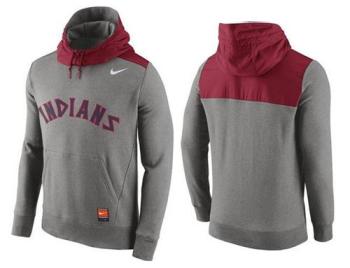 Baseball Mens Cleveland Indians Stitches Nike Pullover Hoodie - Grey-Red