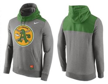 Baseball Mens Oakland Athletics Stitches Nike Pullover Hoodie - Grey With Green