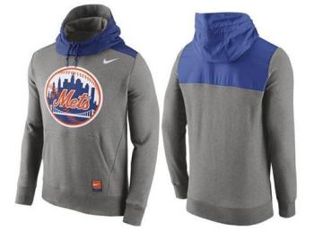 Baseball Mens New York Mets Stitches Nike Pullover Hoodie - Grey-Blue