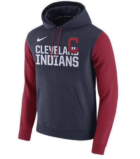 Mens Cleveland Indians Nike Navy Baseball Club Fleece Pullover Hoodie