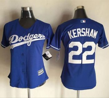 Womens Los Angeles Dodgers #22 Clayton Kershaw Blue Alternate Stitched Baseball Jersey
