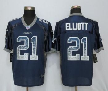 Mens Dallas Cowboys #21 Ezekiel Elliott New Nike Blue Drift Fashion Elite Stitched NFL Jersey