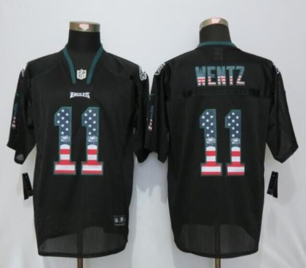 Mens Philadelphia Eagles #11 Carson Wentz New Nike Black USA Flag Fashion Elite Stitched NFL Jersey