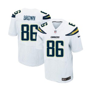 Mens #86 Vincent Brown San Diego Chargers Nike Elite White Road Stitched NFL Jersey