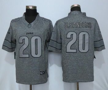 Mens Detroit Lions #20 Barry Sanders New Nike Gray Stitched Gridiron Gray Limited Jersey