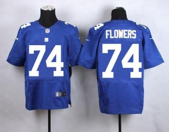 Nike Giants #74 Ereck Flowers Royal Blue Team Color Men's Stitched NFL Elite Jersey