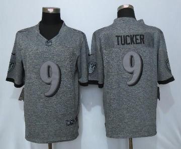 Mens Baltimore Ravens #9 Justin Tucker New Nike Gray Stitched Gridiron Gray Fashion Limited Jersey