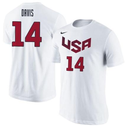 Men's USA Basketball Anthony Davis Nike White Name & Number T-Shirt