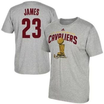 #23 Mens Cleveland Cavaliers LeBron James Adidas Heather Gray 2016 NBA Finals Champions Name & Number T-Shirt