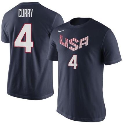 Men's USA Basketball Stephen Curry Nike Blue Name & Number T-Shirt