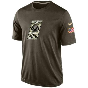 NBA Portland Trail Blazers Green Salute To Service Mens Nike Dri-FIT T-Shirt