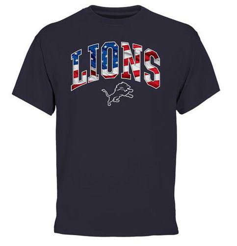 Men's Detroit Lions Pro Line Navy Banner Wave T-Shirt