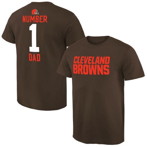 NFL Cleveland Browns Mens Pro Line Brown Number 1 Dad T-Shirt