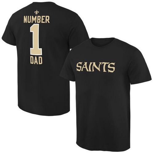 NFL New Orleans Saints Mens Pro Line Black Number 1 Dad T-Shirt