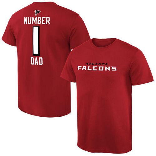 NFL Atlanta Falcons Mens Pro Line Red Number 1 Dad T-Shirt