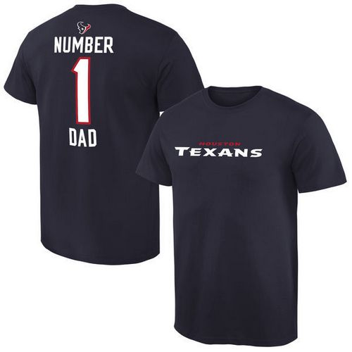 NFL Houston Texans Mens Pro Line Navy Number 1 Dad T-Shirt
