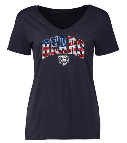 Womens Chicago Bears Pro Line Navy Banner Wave Slim Fit V-Neck T-Shirt