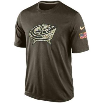 Mens Columbus Blue Jackets Green Salute To Service NHL Nike Dri-FIT T-Shirt