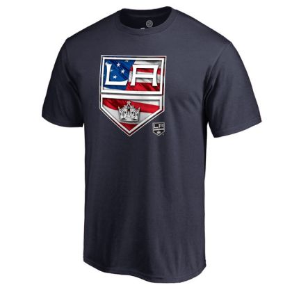 Mens Los Angeles Kings Navy Banner Wave NHL T-Shirt