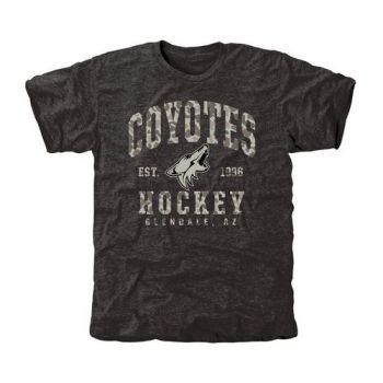 Mens Arizona Coyotes Black Camo Stack Tri-Blend NHL T-Shirt