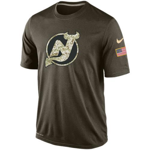 Mens New Jersey Devils Green Salute To Service NHL Nike Dri-FIT T-Shirt