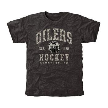 Mens Edmonton Oilers Black Camo Stack Tri-Blend NHL T-Shirt