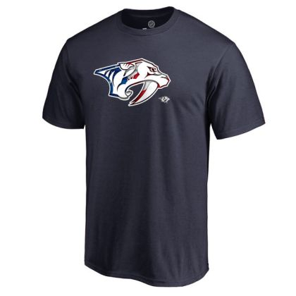 Mens Nashville Predators Navy Banner Wave NHL T-Shirt