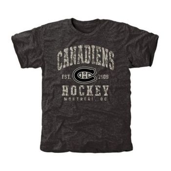 Mens Montreal Canadiens Black Camo Stack Tri-Blend NHL T-Shirt