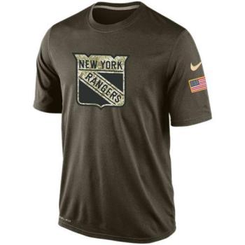 Mens New York Rangers Green Salute To Service NHL Nike Dri-FIT T-Shirt